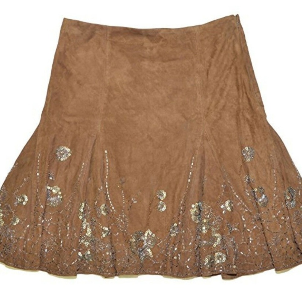 Ralph Lauren Women Fashion Flower Leather Skirt